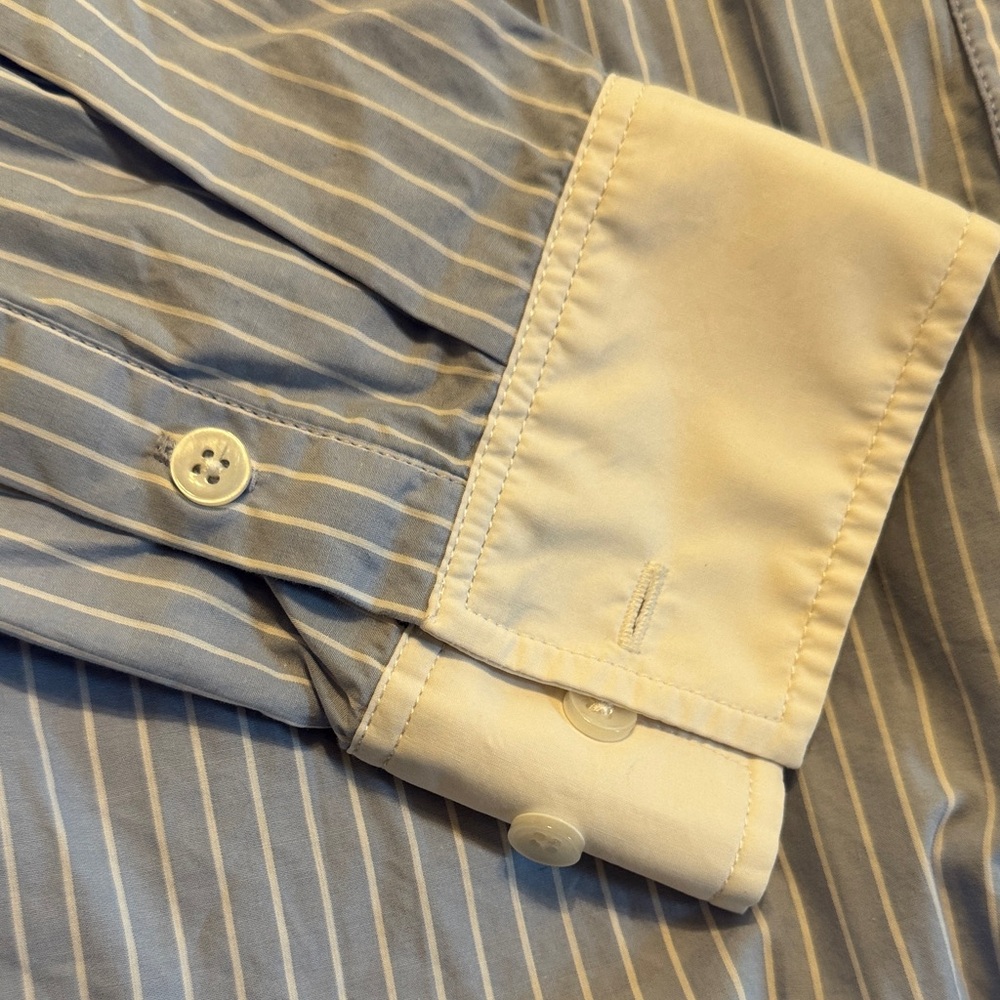 Good American Blue and White Striped Button Down Shirt - Picture 2 of 3